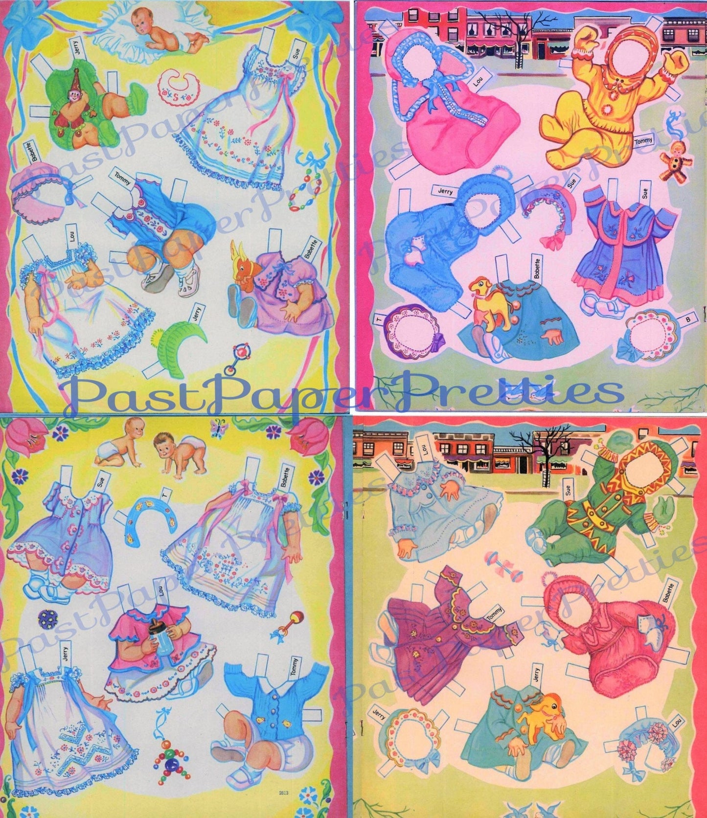 Vintage Paper Dolls Brand New Baby c. 1950s Printable PDF Instant Digital Download Five Cute Babies Toddler Clip Art