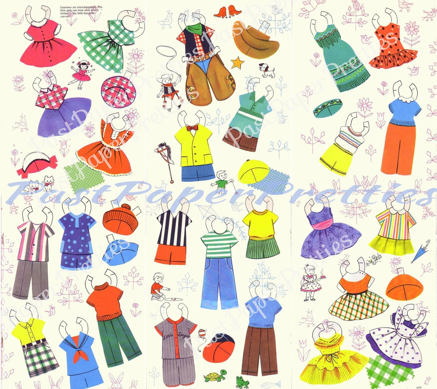 Vintage Paper Dolls Kindergarten Kids 1950s Cute Little School Children Printable PDF Instant Digital Download Kitsch Clip Art