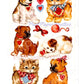 Vintage Printable Valentines Puppies Kittens Stickers Images Gift Seals Tags Collage Instant Digital Download Cute Kitty Cats Dogs Clip Art