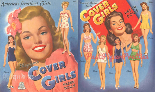 Vintage Paper Dolls Magazine Cover Girls c. 1944 Printable PDF Instant Digital Download Americas Prettiest Girls Fashion Models Clip Art