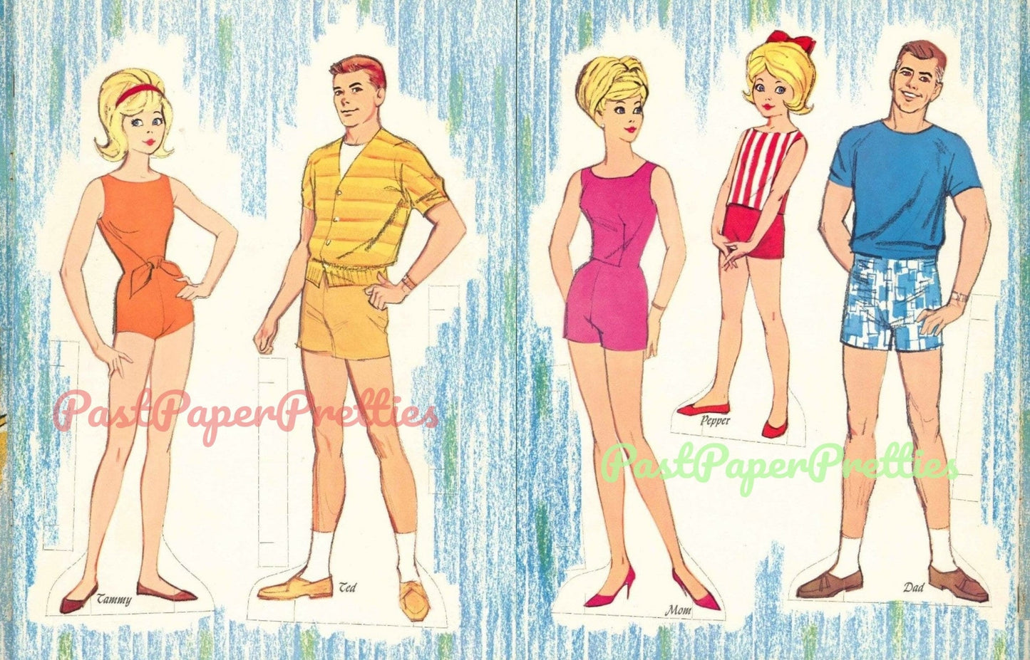 Vintage Paper Dolls Tammy and Her Family 1964 Printable PDF Instant Digital Download Cute Childhood Toy Fashion Doll Clip Art Z1