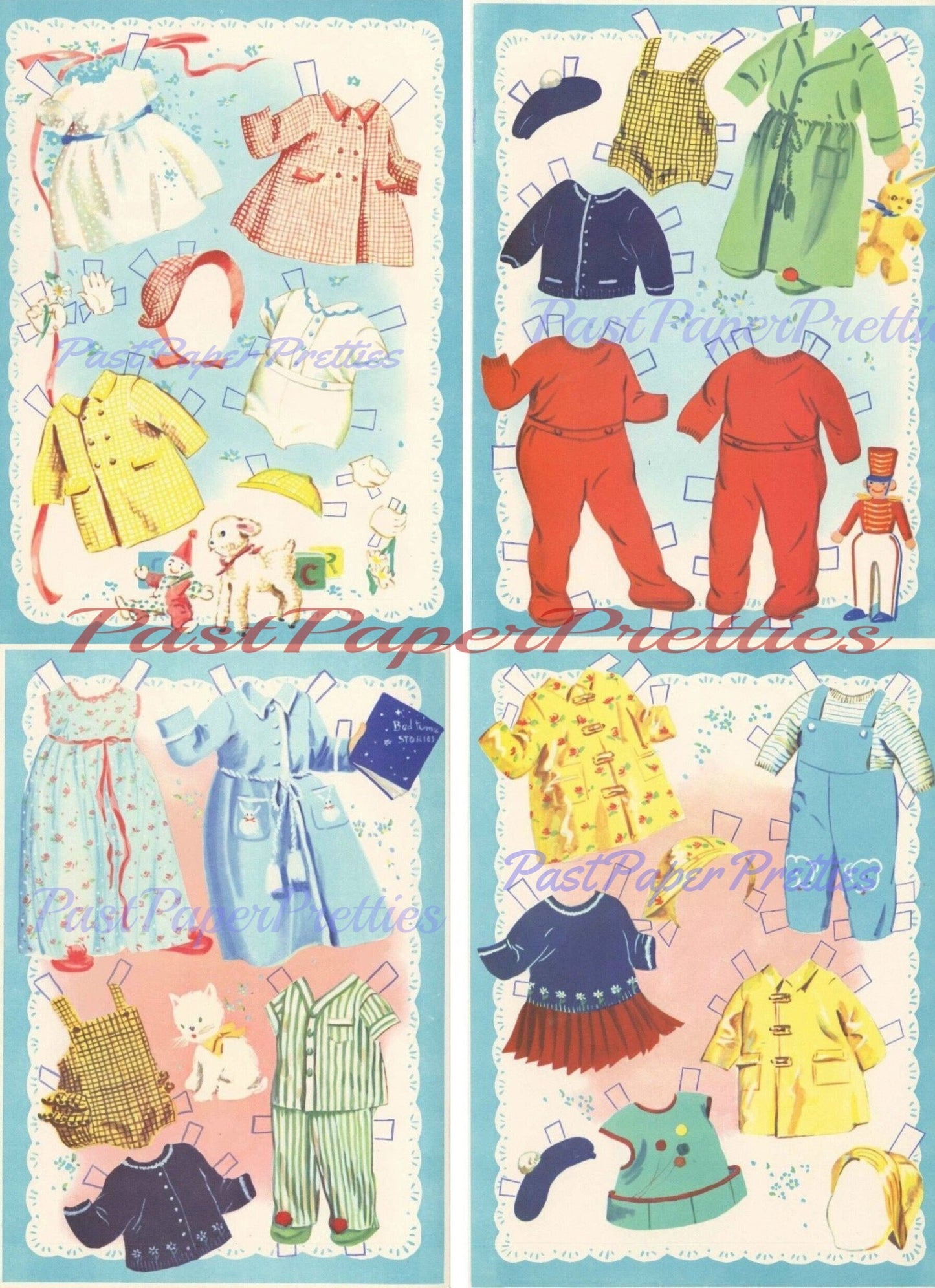 Vintage Paper Dolls Baby Brother and Sister Cute Twin Babies c. 1958 Printable PDF Instant Digital Download Infant Siblings Clip Art