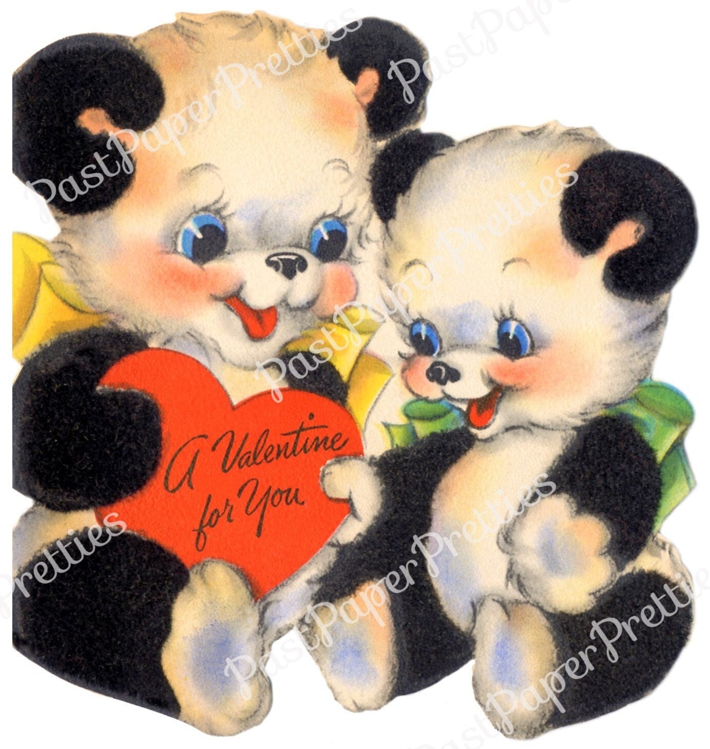 18 Vintage Printable Panda Bear Valentine Cards Images PDF Instant Digital Download ALL Kitsch Anthropomorphic Panda Love Clip Art