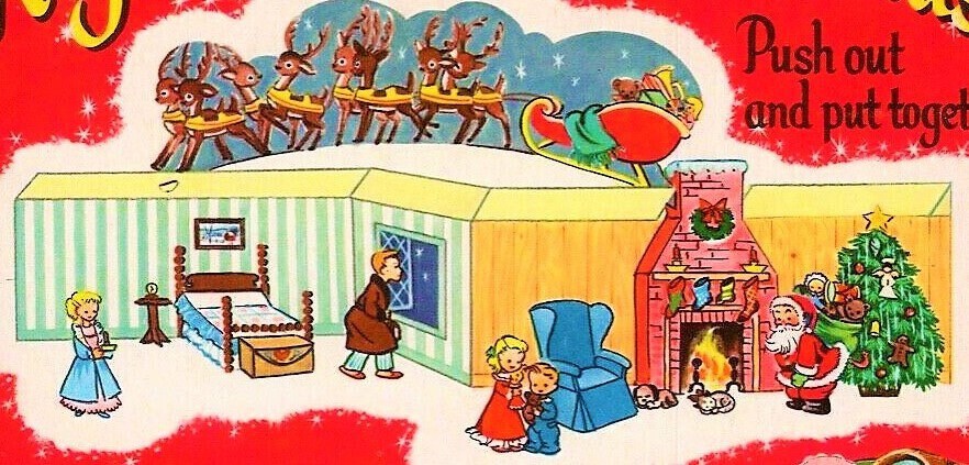 Vintage Printable The Night Before Christmas Cut Out & Assemble Paper Playset Book c. 1958 PDF Instant Digital Download Retro Paper Diorama