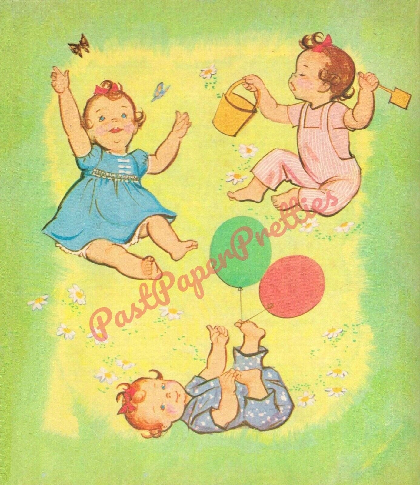 Vintage Paper Dolls Baby Bonnie 1960 Cute Little Redhaired Toddler Printable PDF Instant Digital Download Cute Kitsch Baby Clip Art