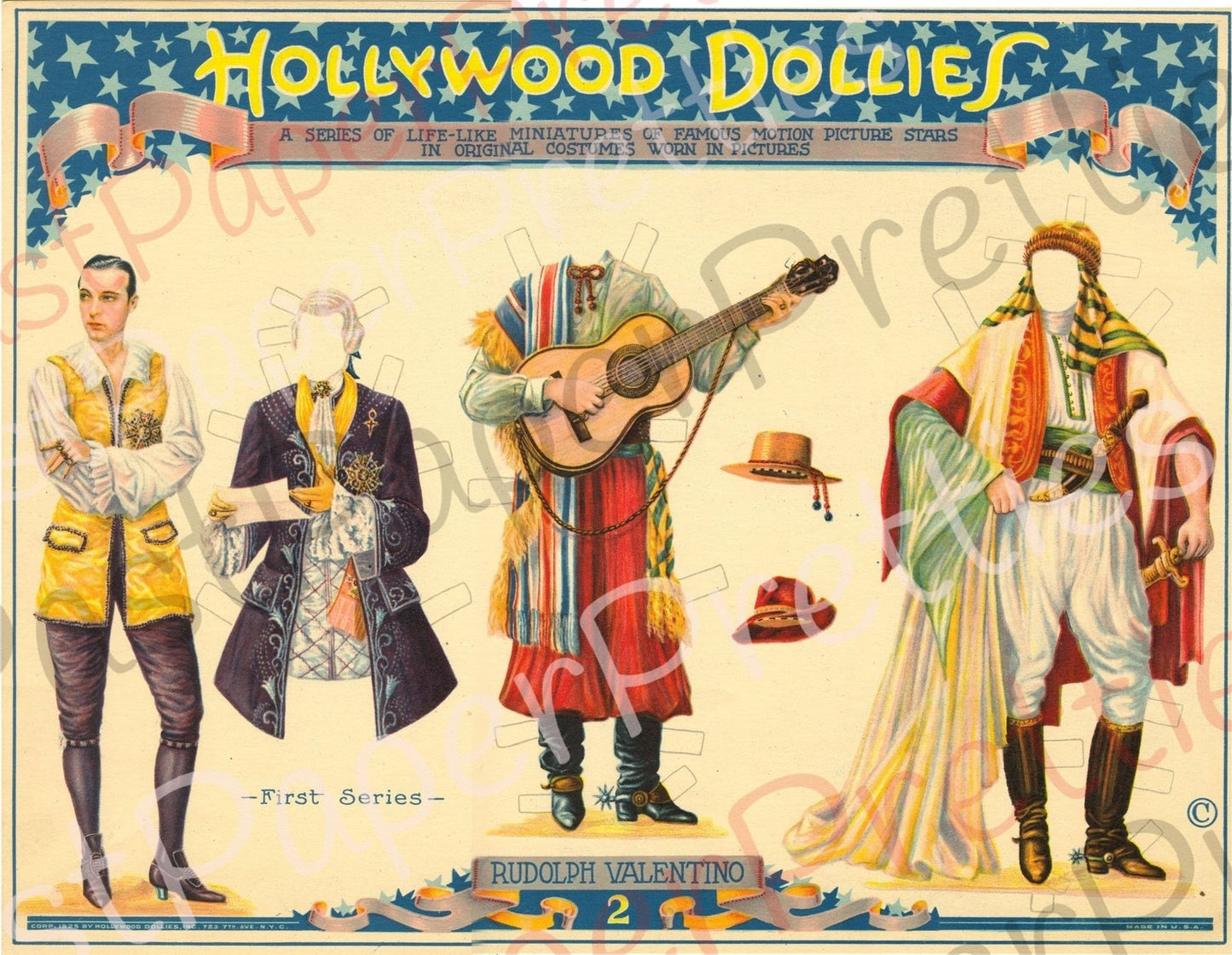 Vintage Antique Paper Dolls Hollywood Dollies c. 1925 PDF Printable Instant Digital Download 5 Famous Movie Stars of the 1920s