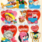 50 Vintage Printable Valentine Cards Kissing Stamps Retro 1960 Cute Kitsch Girls Boys Animals Collage Sheets PDF Instant Digital Download