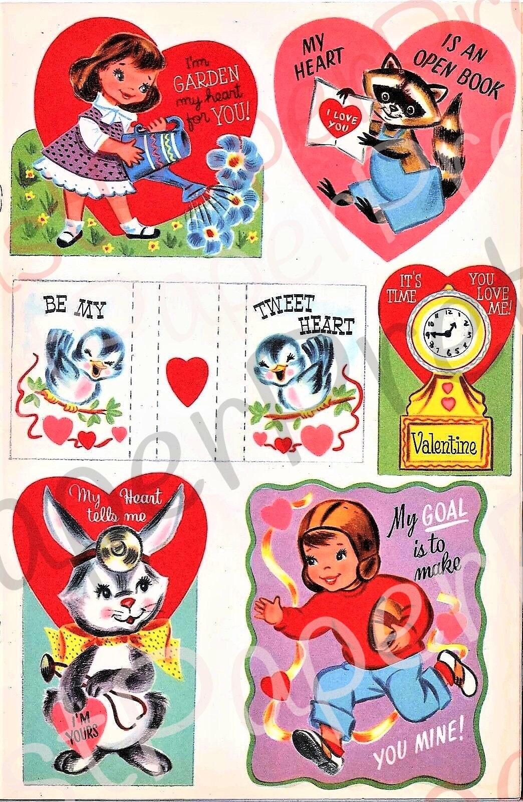 25 Vintage Printable 1950s Valentines Day Cards Cute Kitsch Boys Girls Children Animals PDF Instant Digital Download Clip Art JPEGs