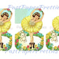 Vintage Printable Easter Clipart Pretty Girl Ballerina Dancing in Flower Ring Card Image c. 1940s PDF Instant Digital Download 300 dpi JPEG