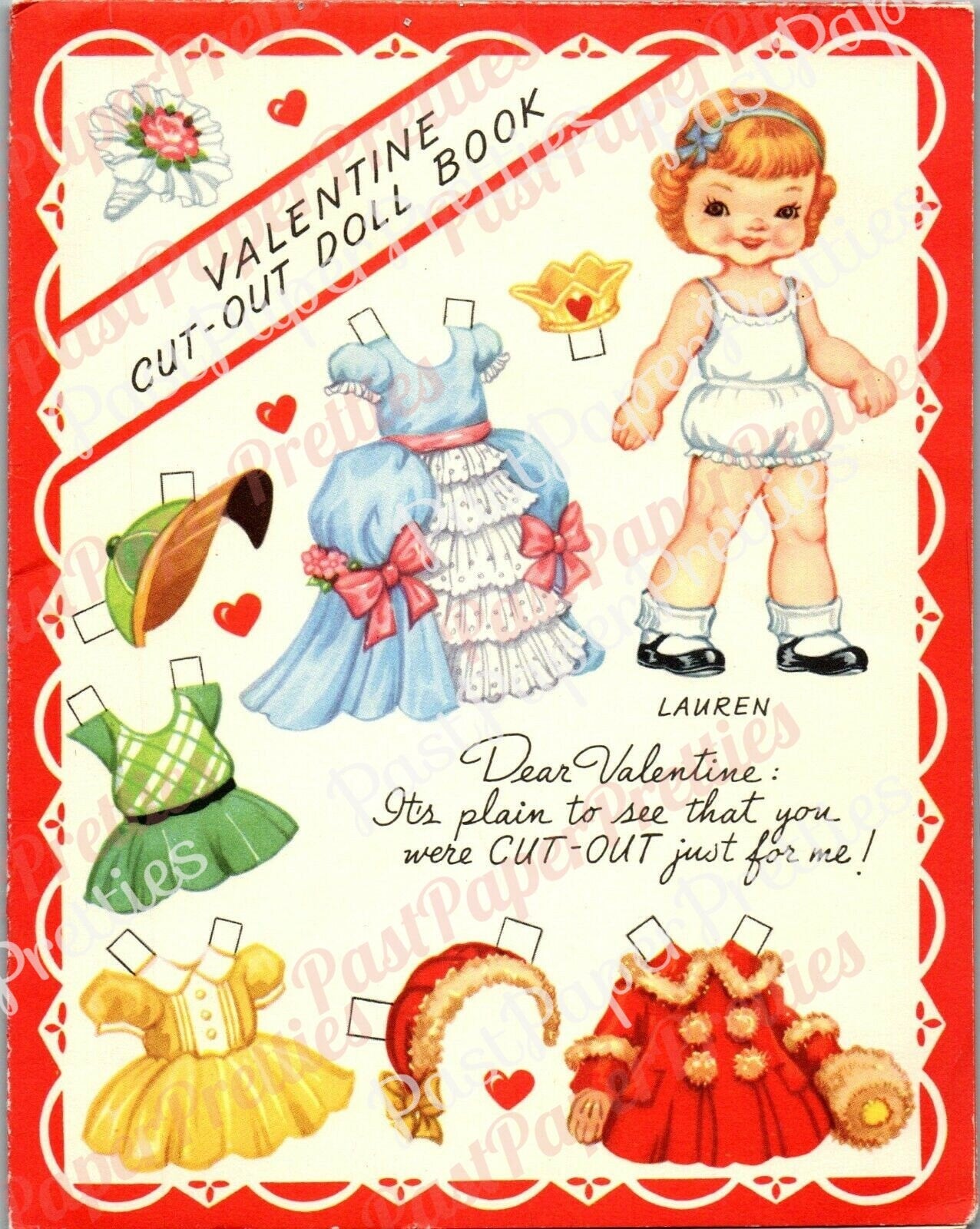 Vintage Printable Valentines Day Cute Cut Out Paper Dolls Book 1957 Lauren Joan Ward Terry PDF Instant Digital Download Girls Boys