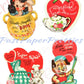 Vintage Printable Valentines Day Cards Sweet Sugar Bowls Theme Collage Sheets PDF Instant Digital Download Retro Valentines JPEG PNG