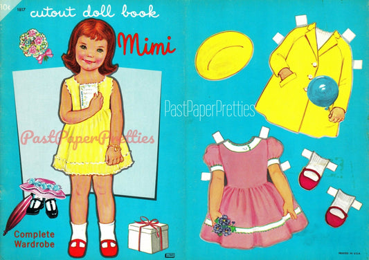 Vintage Paper Dolls Mimi Cutout Doll Book c. 1967 Printable PDF Instant Digital Download Cute Kitsch Little Sixties Girl Clip Art