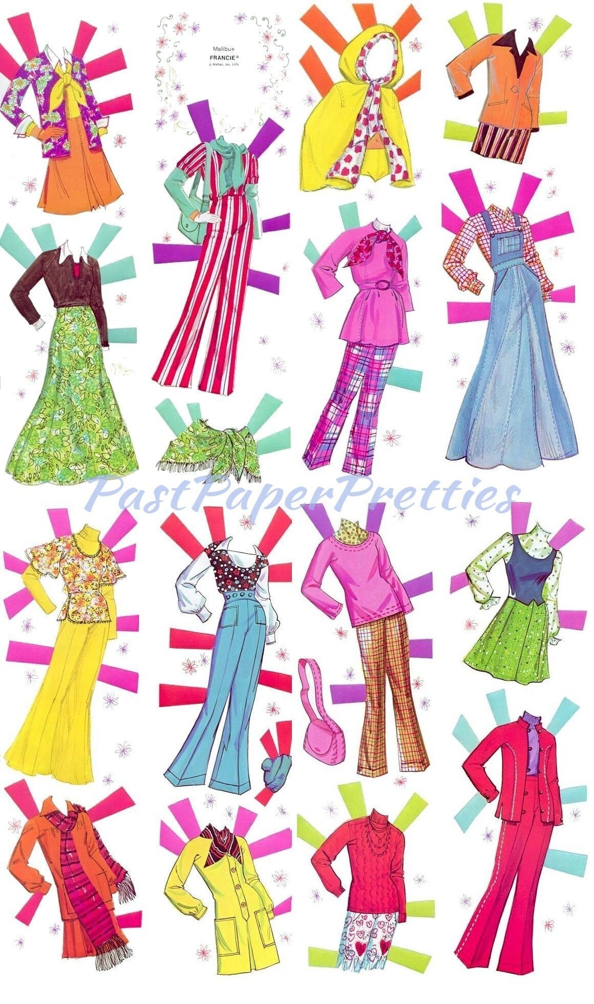 Vintage Paper Dolls Malibu Francie c. 1976 Printable PDF Instant Digital Download Childhood Toy Fashion Doll & Clothing Clip Art Z1