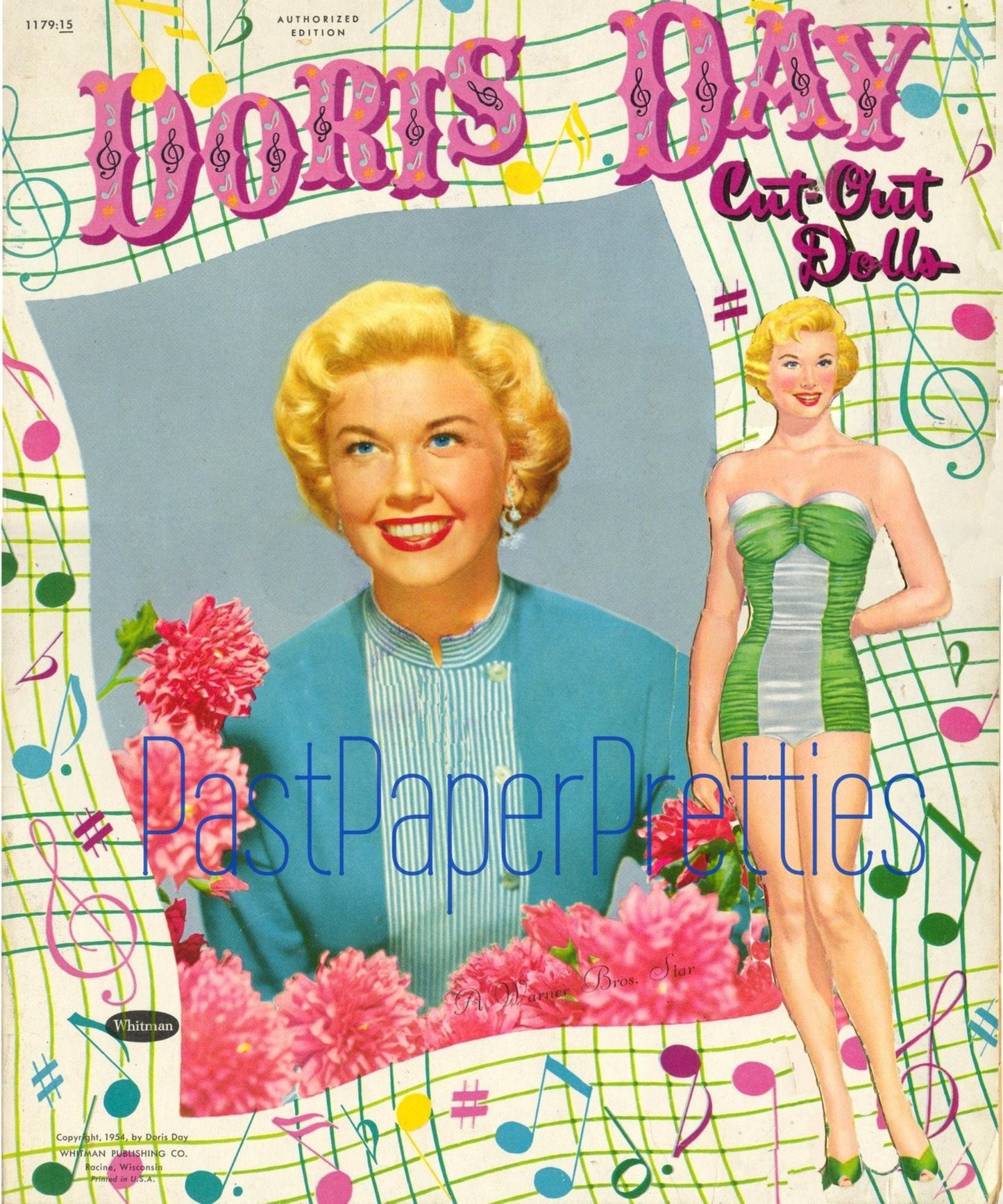 Vintage Movie Star Paper Dolls Doris Day Cut-Out Doll c. 1954 Printable PDF Instant Digital Download Hollywood Starlet Clip Art