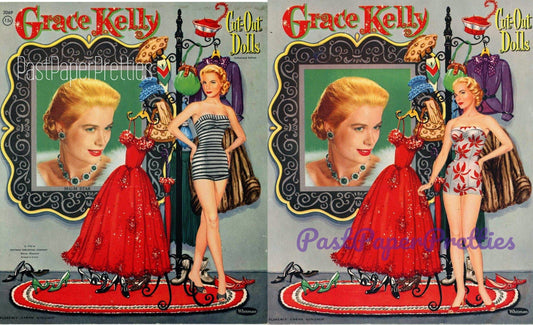 Vintage Movie Star Paper Dolls Grace Kelly Cut-Out Dolls c. 1956 Printable PDF Instant Digital Download Hollywood Actress Starlet Clip Art