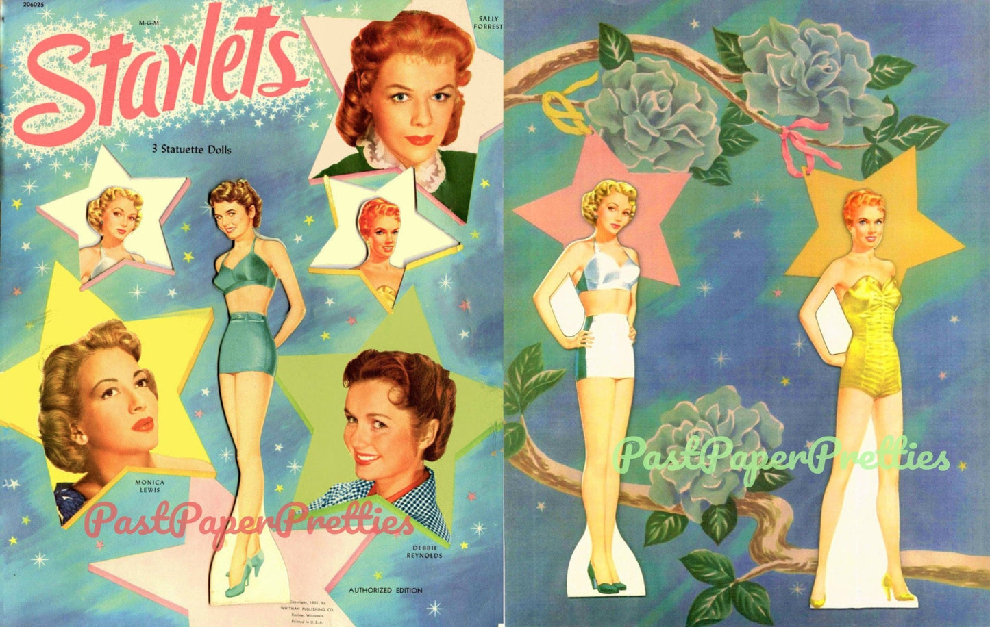 Vintage Movie Star Paper Dolls Starlets c. 1951 Printable PDF Instant Digital Download Sally Forrest Monica Lewis Debbie Reynolds Clip Art