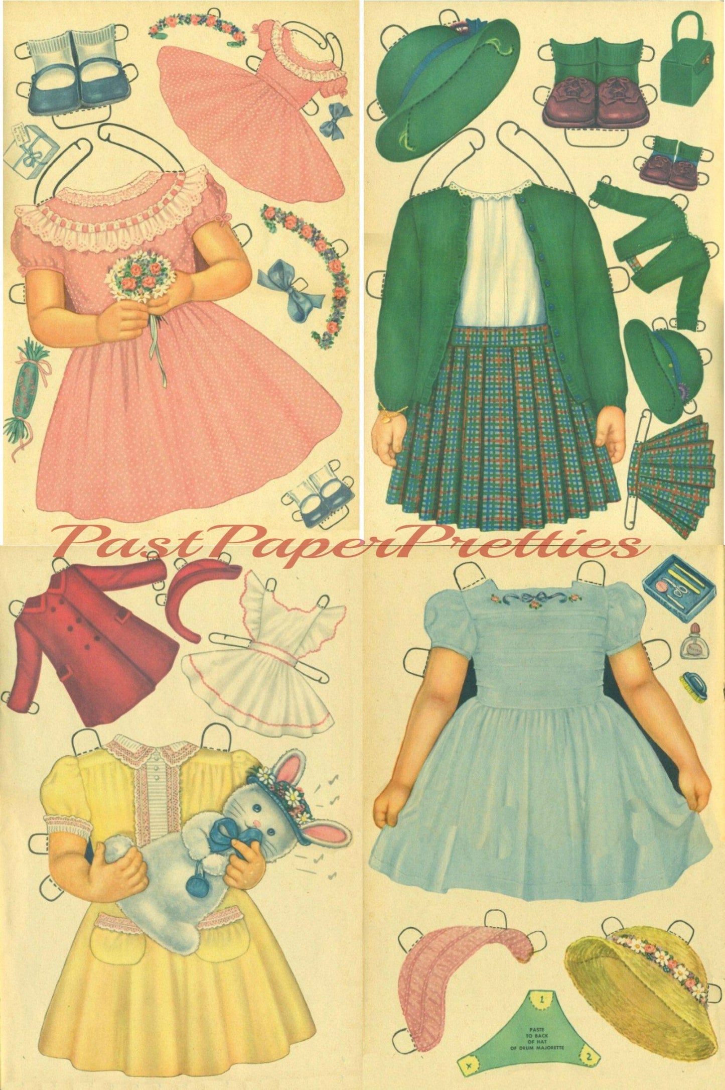 Vintage Paper Dolls Kit c. 1952 Printable PDF Instant Digital Download Large Pretty Doll and Clothes Queen Holden Clip Art