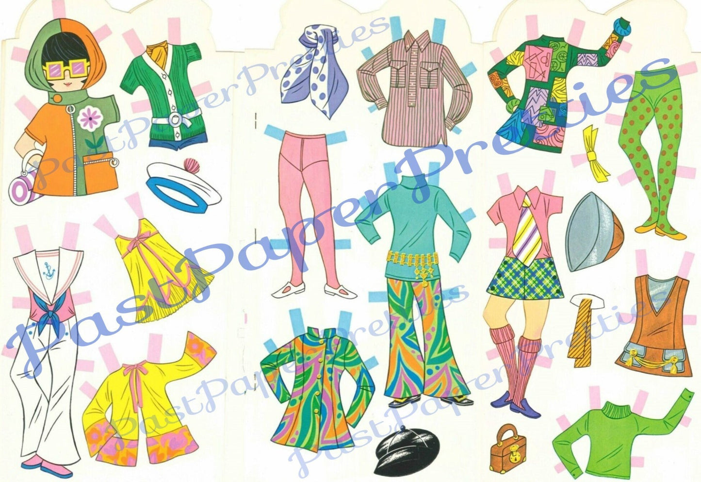 Vintage Paper Dolls Tini Tot Mods c. 1969 Printable PDF Instant Digital Download Groovy Hippie Mod Fashions Clip Art