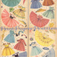 Vintage Paper Dolls Cute Umbrella Girls Printable PDF Instant Digital Download Kitschy Flower Parasol Girls Wrap Around Dresses