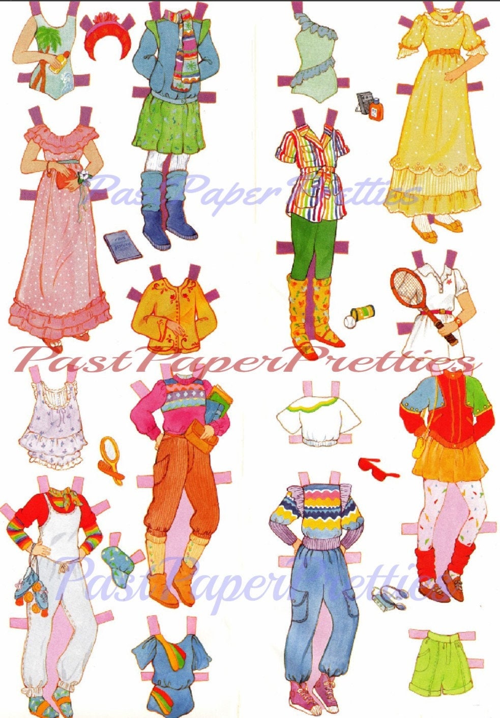 Vintage Paper Dolls Mandy c. 1984 Printable PDF Instant Digital Download Retro 80s Pretty Redhead Redhaired Toy Doll Clip Art