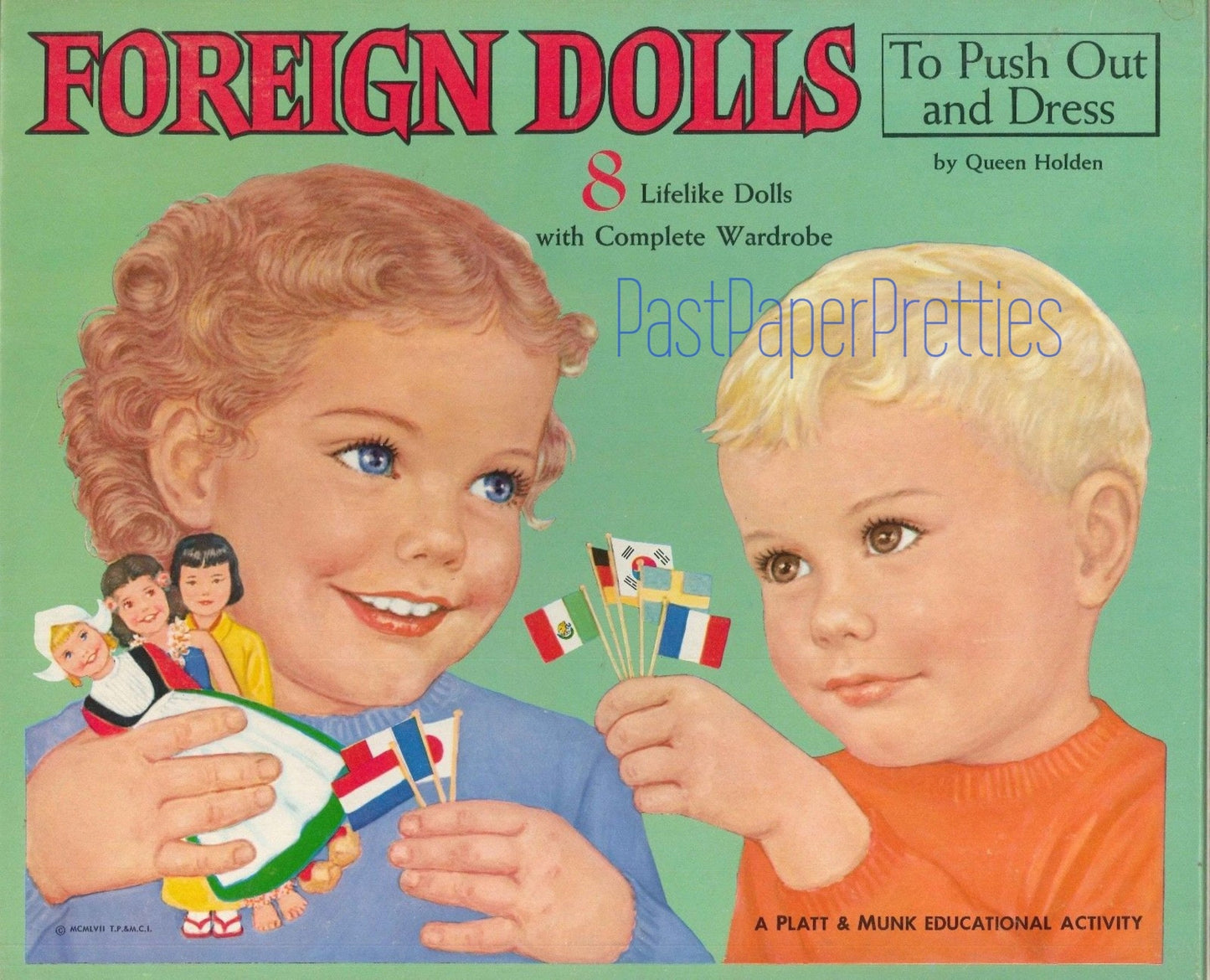 Vintage Paper Dolls Foreign Dolls c. 1957 Printable PDF Instant Digital Download 8 Kitsch Cute International Boys & Girls Clip Art