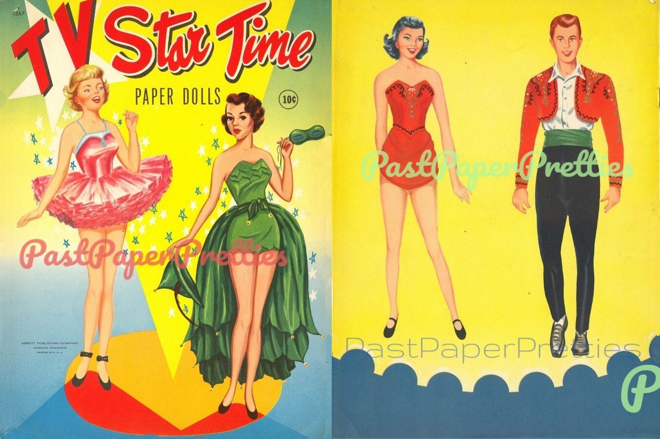 Vintage Paper Dolls TV Star Time c. 1962 Printable PDF Instant Digital Download Retro Television Star & Starlets 4 Dolls Clip Art