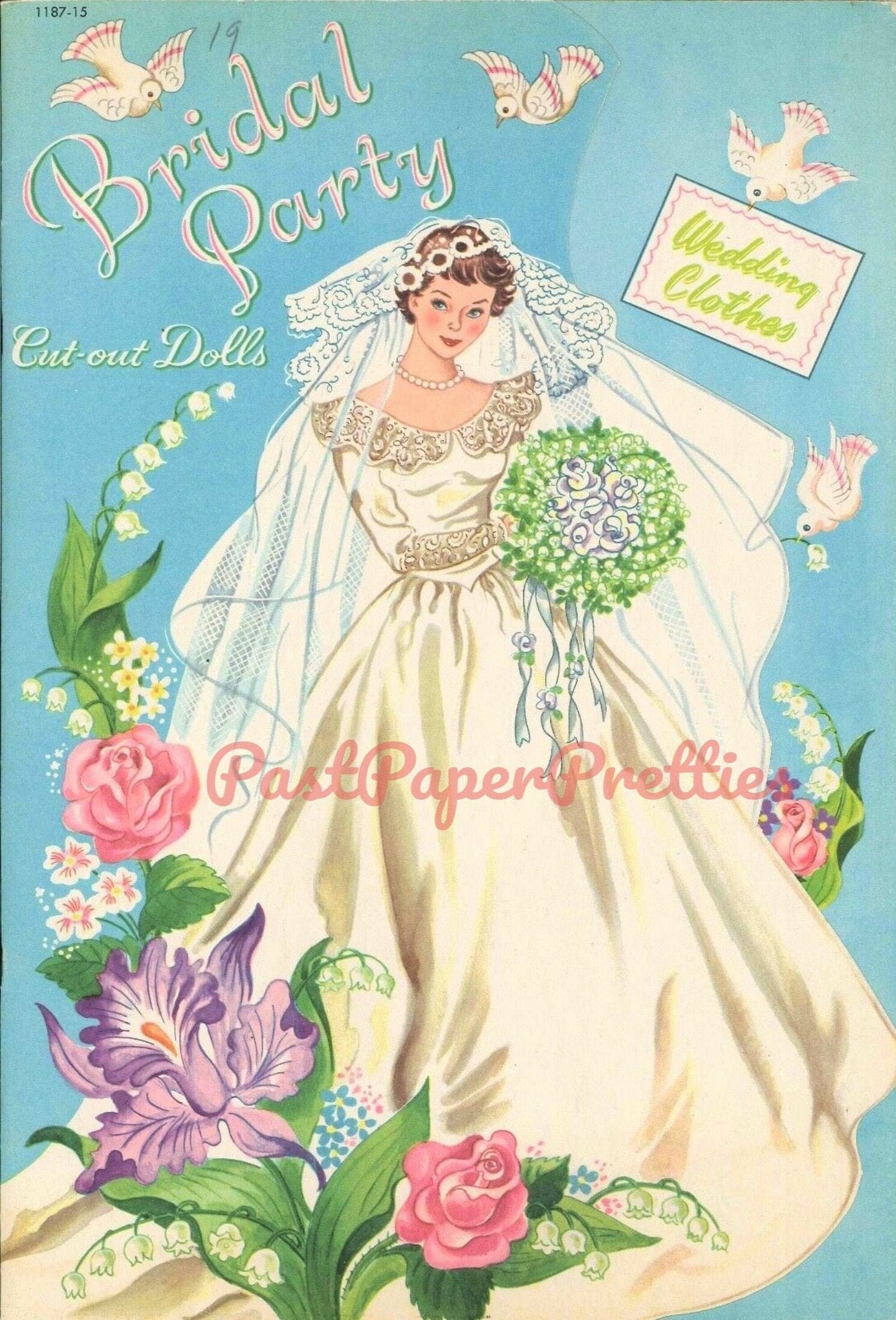 Vintage Paper Dolls Bridal Party Cut-Out Dolls c. 1950 Printable PDF Instant Digital Download Cute Kitsch Wedding Party Bride Groom Clip Art