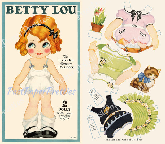 Vintage Antique Paper Dolls Little Tot Cutout Doll Books Cute Big Eyed Kids c. 1921 Printable PDF Instant Digital Download Kitschy Kawaii