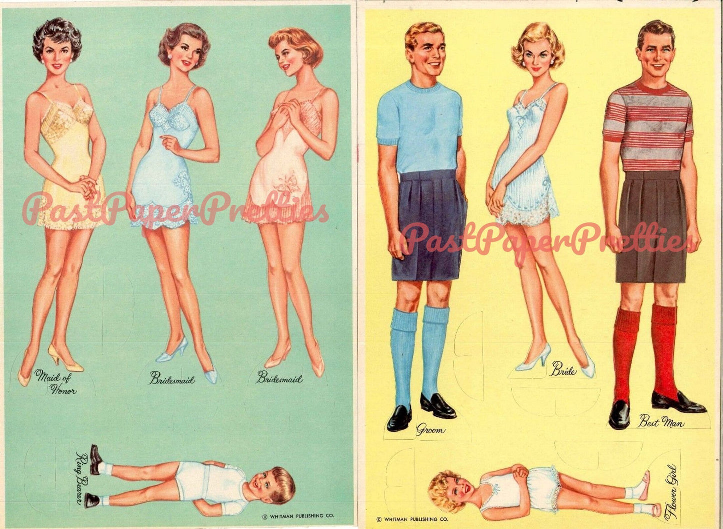 Vintage Paper Dolls The Wedding Playbook c. 1960 Printable Instant Digital Download Bride Groom Wedding 8 Dolls & Clothes Clip Art