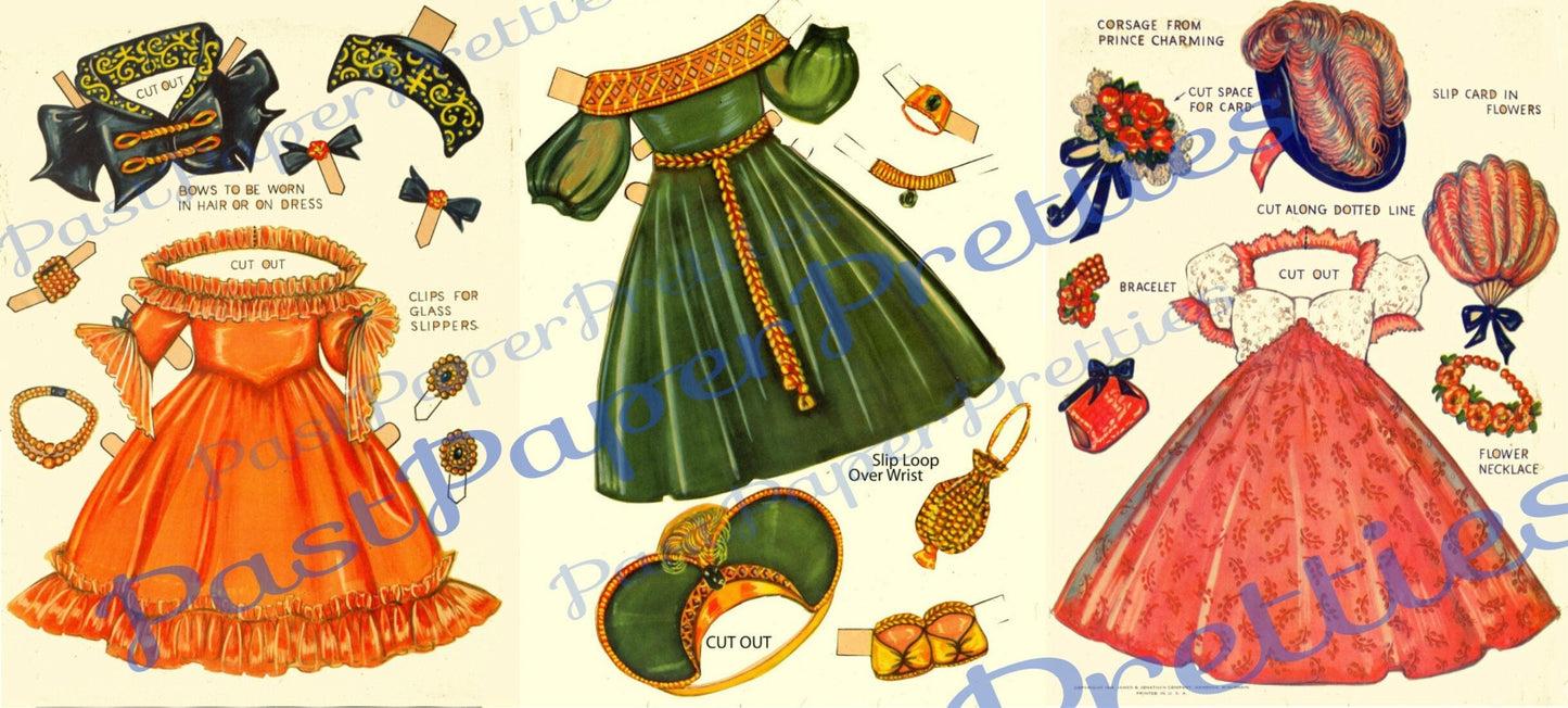 Vintage Paper Dolls Cinderella Steps Out c. 1948 Prince Charming Printable PDF Instant Digital Download Kitsch Fairy Tale Ephemera Clip Art