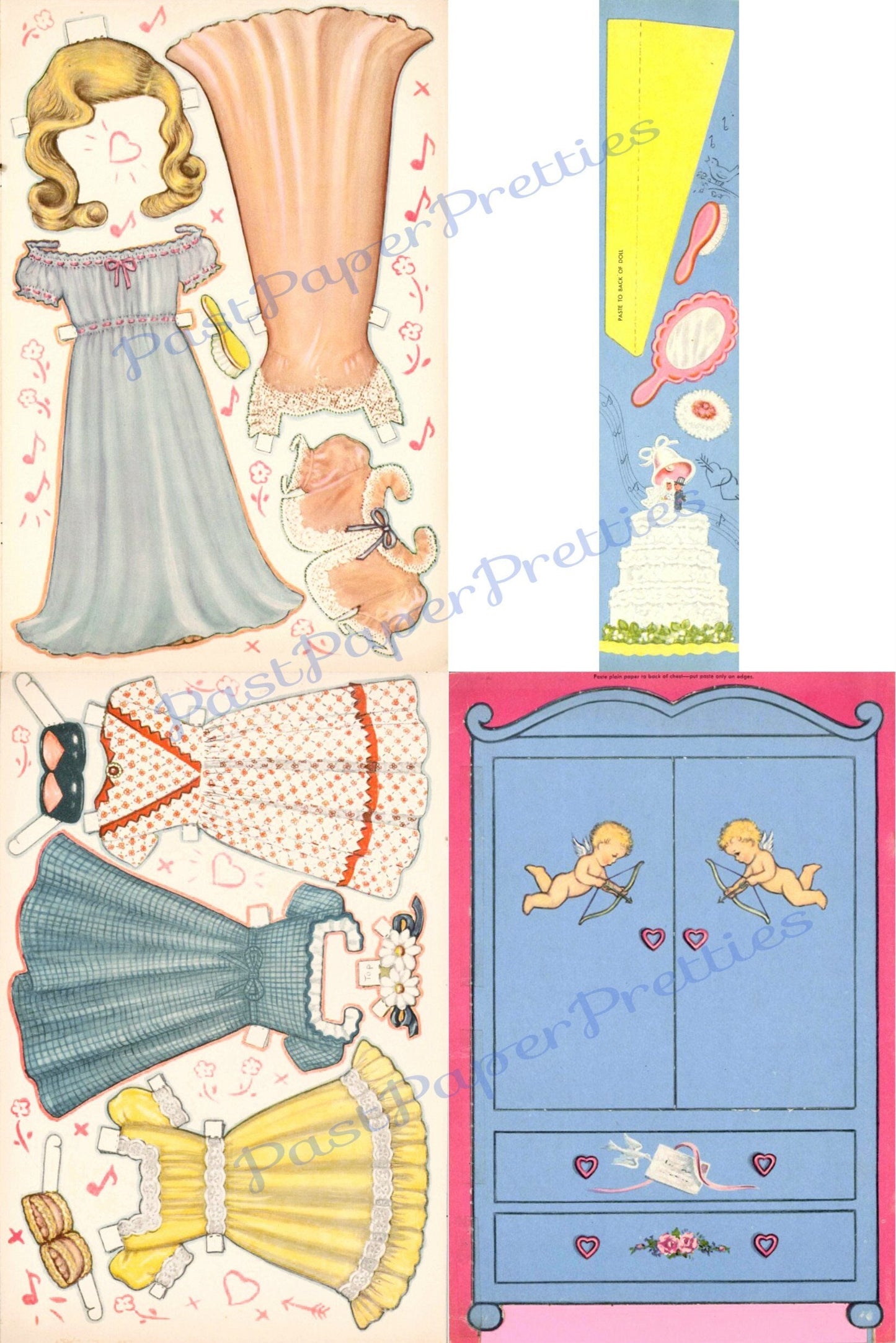 Vintage Paper Dolls Cute Big Eyed Girl Sally Bride Retro 1950 Printables PDF Instant Digital Download Kitsch Ephemera Wedding Clip Art JPEG