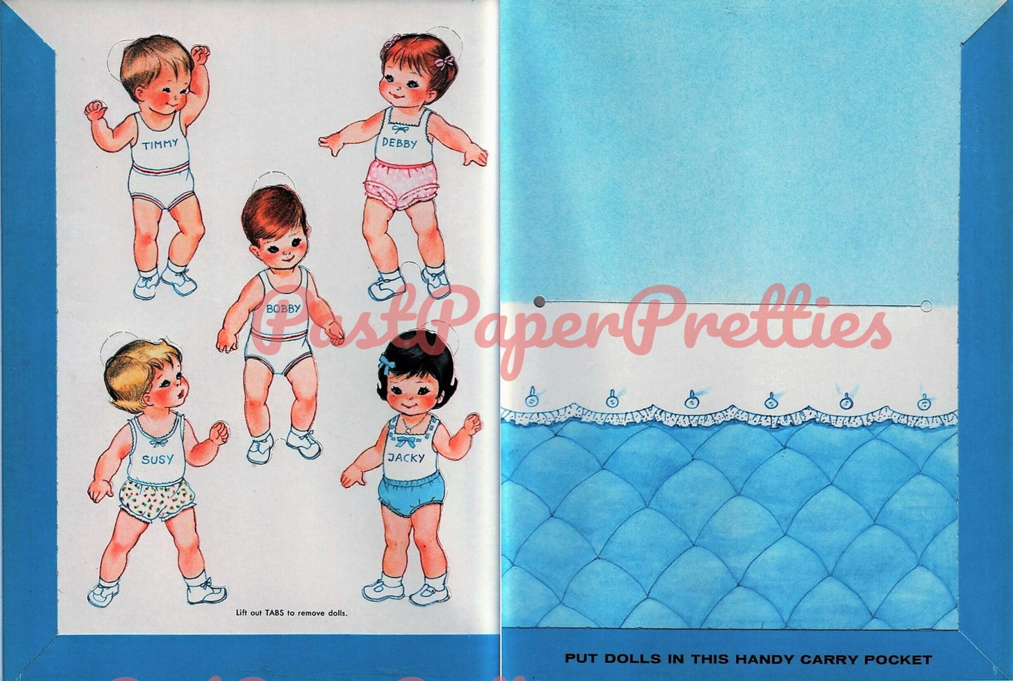 Vintage Paper Dolls Cute Quintuplets Cut-Outs c. 1964 PDF Printable Instant Digital Download Cute Sibling Dolls  Clip Art