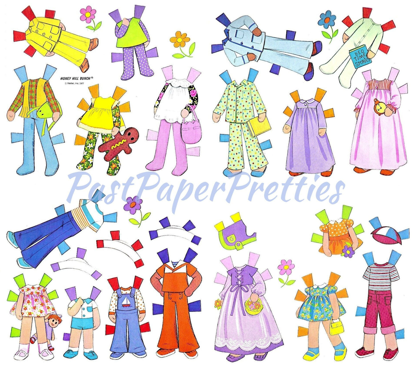 Vintage Paper Dolls The Honey Hill Bunch c. 1977 Printable PDF Instant Digital Download Cute Childhood Toy Dolls Clip Art