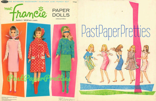 Vintage Paper Dolls Meet Francie c. 1966 Printable PDF Instant Digital Download Cute Childhood Toy Fashion Doll Clip Art Z1