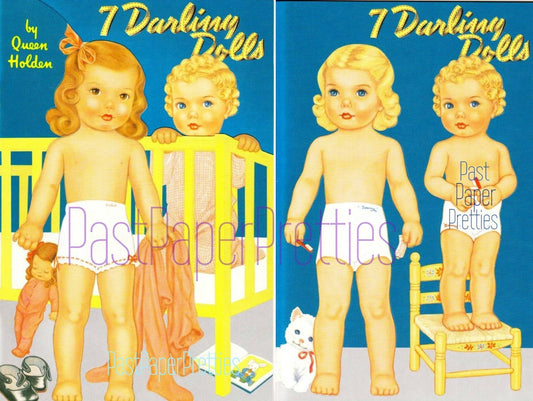 Vintage Paper Dolls 7 Darling Dolls c. 1952 Cute Adorable Children Printable PDF Instant Digital Download Kitsch Toddlers Babies Clip Art