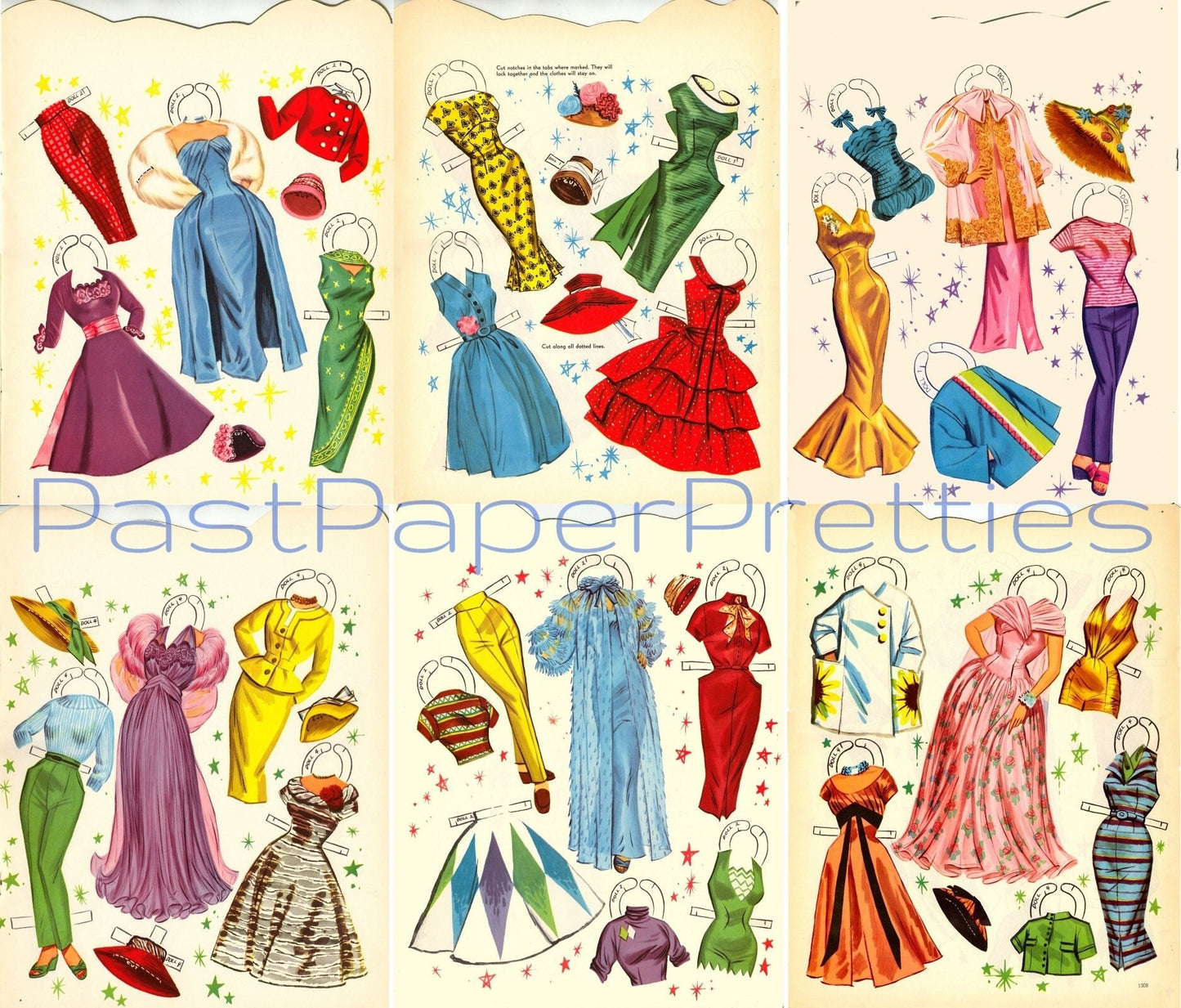 Vintage Paper Dolls Star Bright c. 1960 PDF Printable Instant Digital Download 3 Pretty Hollywood Movie Star Starlets Dolls Clip Art