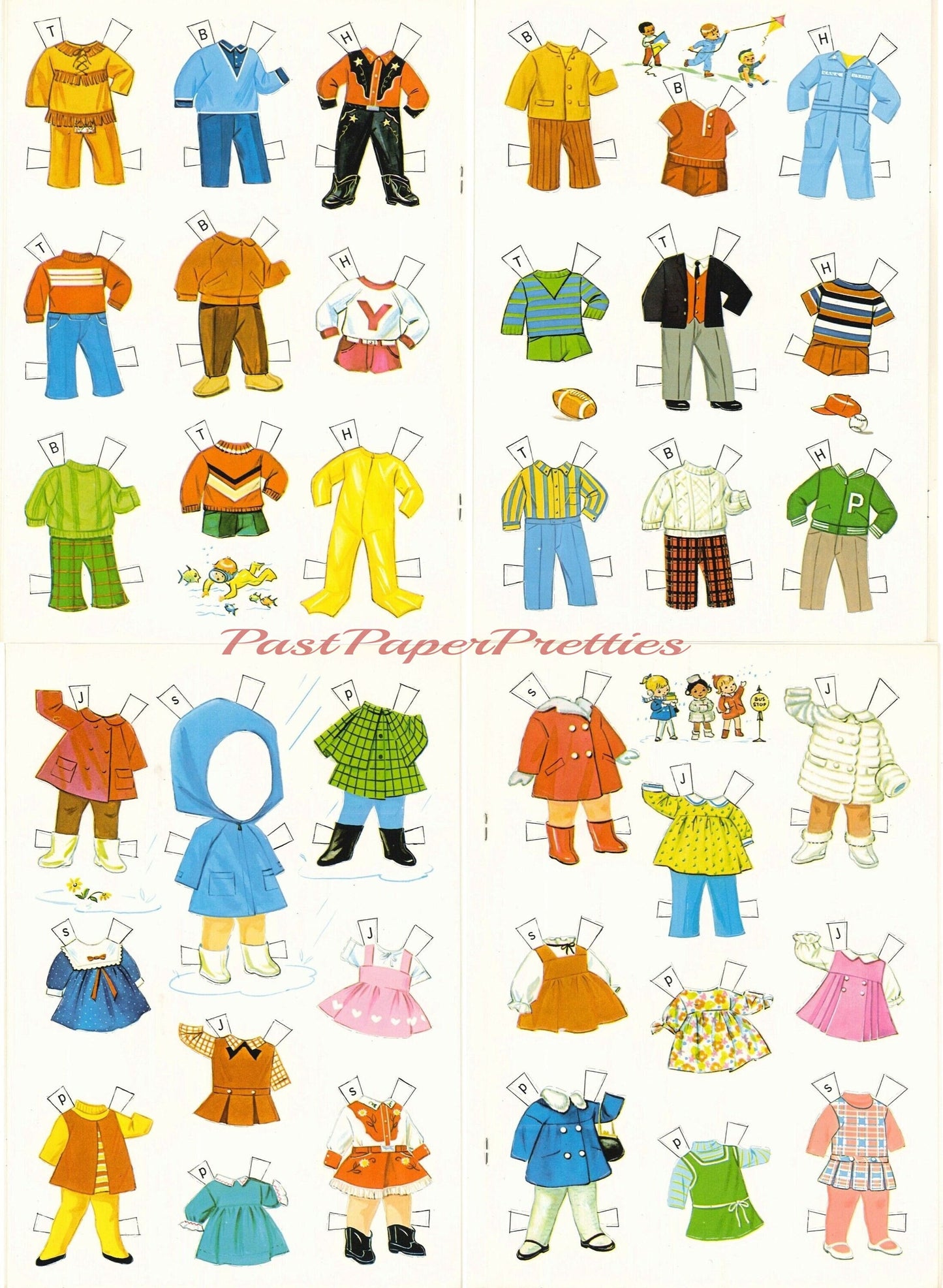 Vintage Paper Dolls Mini Moppets c. 1969 Printable PDF Instant Digital Download Kitsch Cute Big Eyed Girls Boys Clip Art