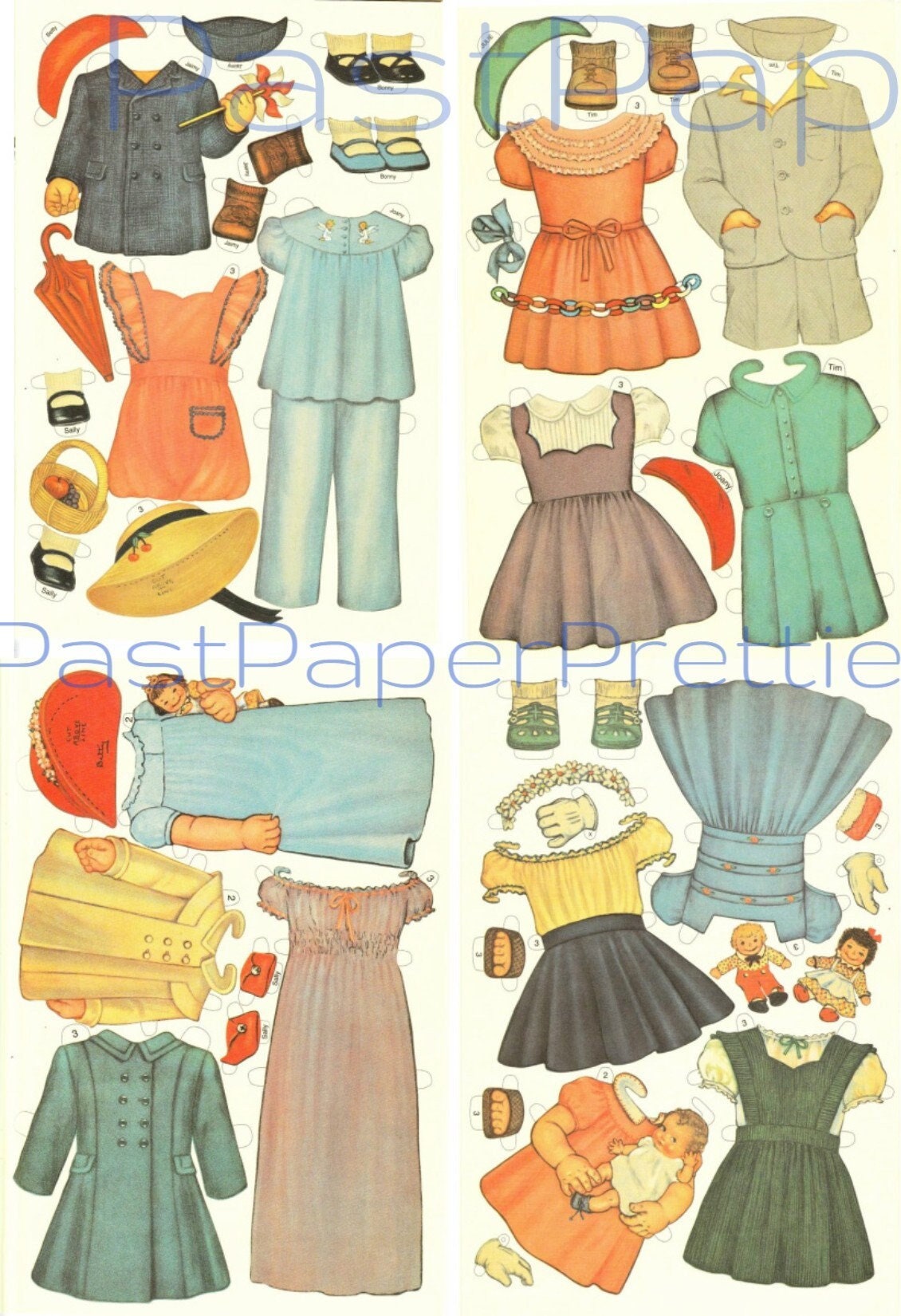 Vintage Paper Dolls 7 Darling Dolls c. 1952 Cute Adorable Children Printable PDF Instant Digital Download Kitsch Toddlers Babies Clip Art