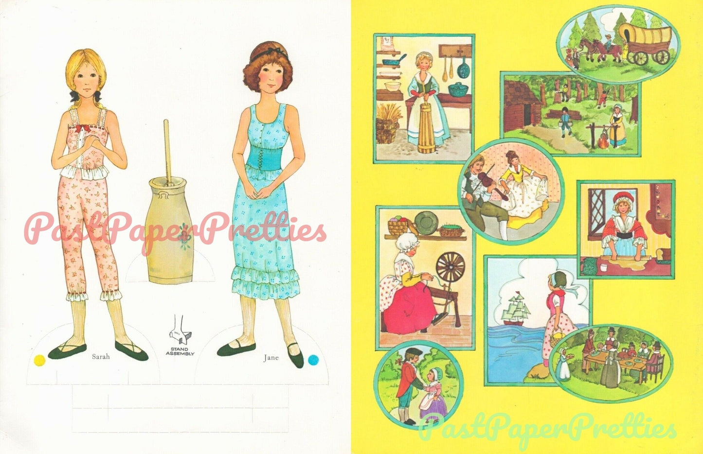 Vintage Paper Dolls of Early America Cute Frontier Prairie Girls c. 1975 Printable PDF Instant Digital Download Pioneer Dolls Clip Art