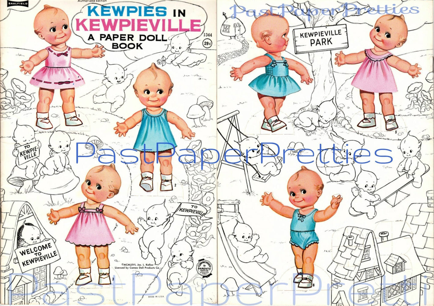 Vintage Paper Dolls Kewpies in Kewpieville Retro 1966 Printable PDF Instant Digital Download Cutie Cupies Clip Art JPEG