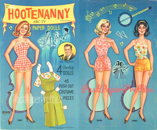 Vintage Paper Dolls Hootenanny c. 1964 Printable PDF Instant Digital Download Retro 70s Musical Variety TV Show Clip Art