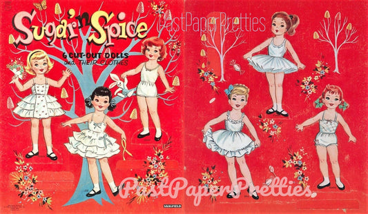 Vintage Paper Dolls Sugar n Spice c. 1959 Printable PDF Instant Digital Download 6 Pretty Petticoat Girls Clip Art