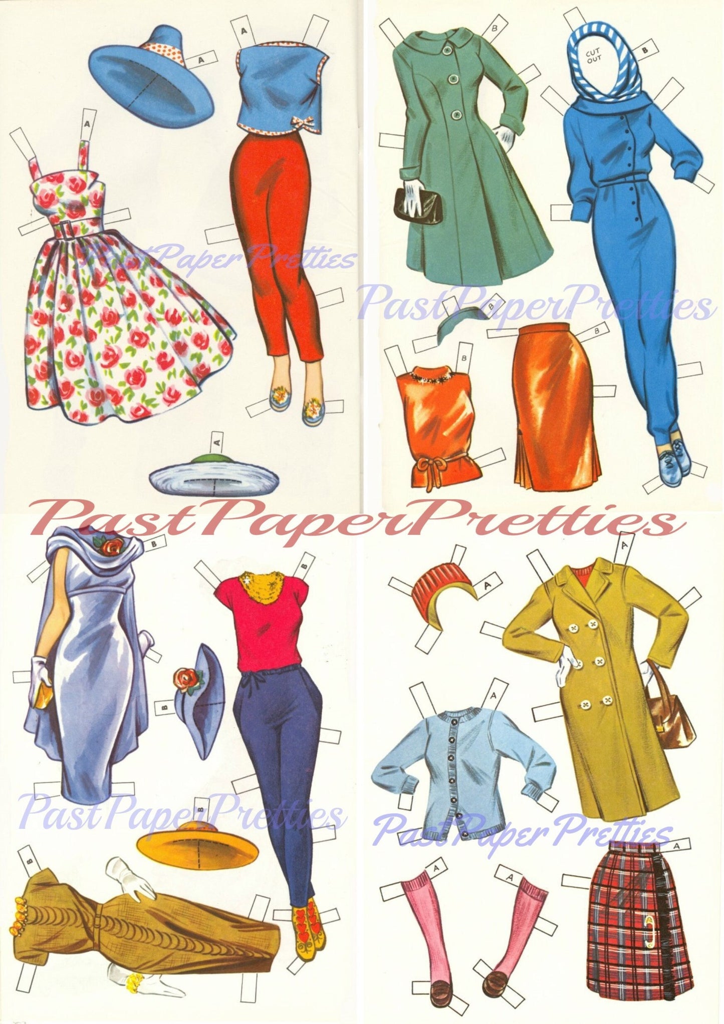 Vintage Paper Dolls Sister Dolls c. 1964 Printable PDF Instant Digital Download Pretty Sibling Sister Dolls Clip Art