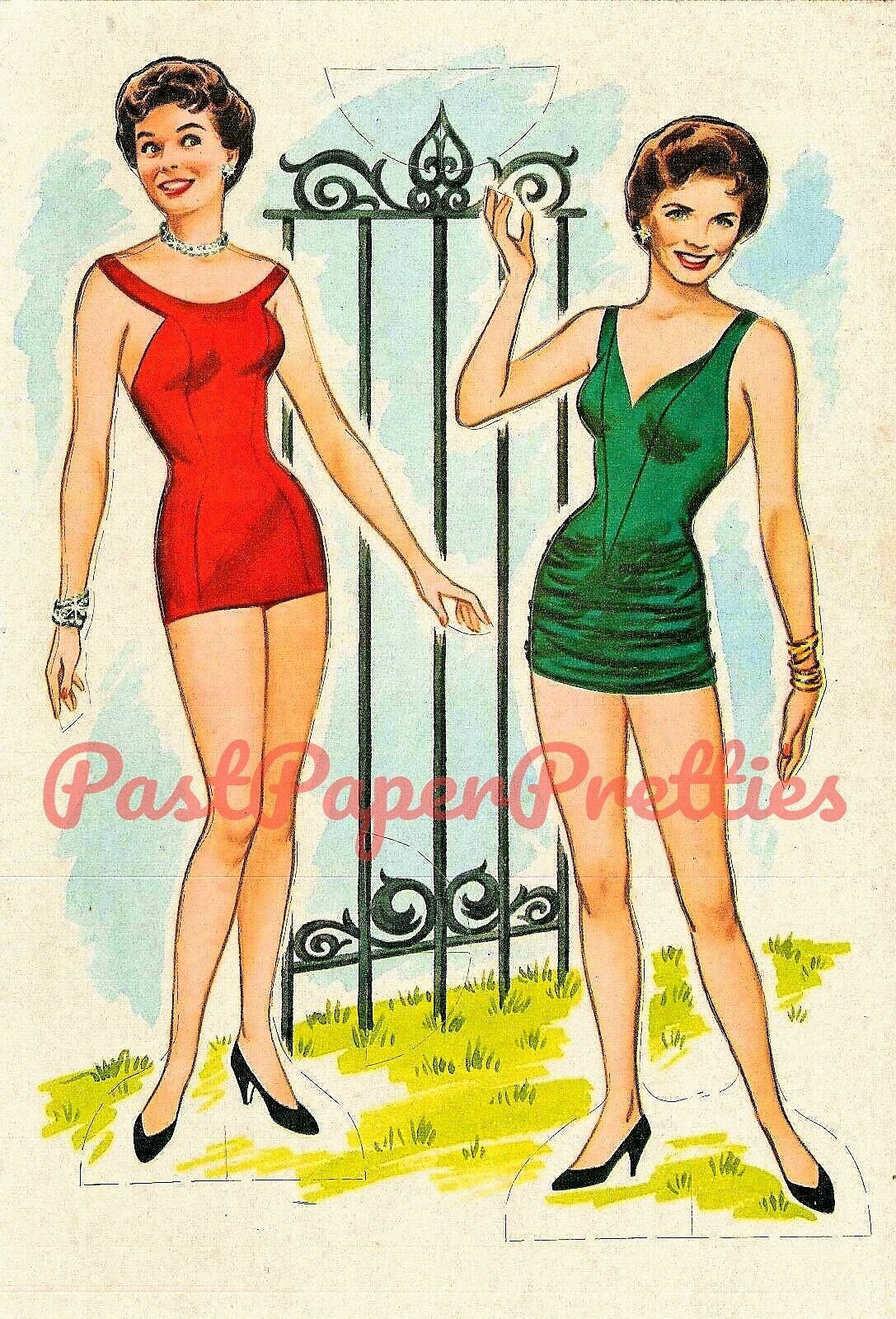 Vintage Movie Star Paper Dolls Polly Bergen Dolls and Dresses 1957 Printable PDF Instant Digital Download Hollywood Actress Starlet