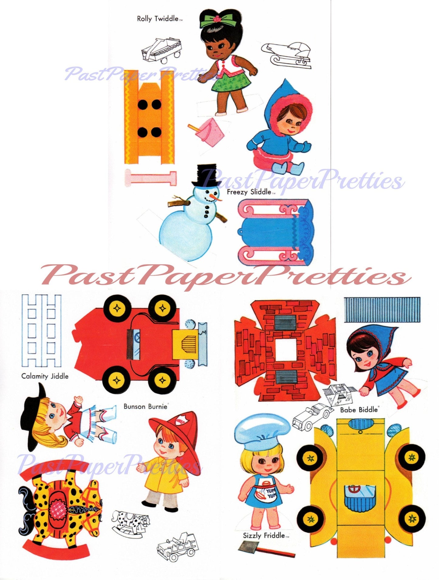 Vintage Paper Dolls Liddle Kiddles Press-Out Book c. 1967 Printable PDF Instant Digital Download Cute Childhood Toy Dolls Playset Clip Art