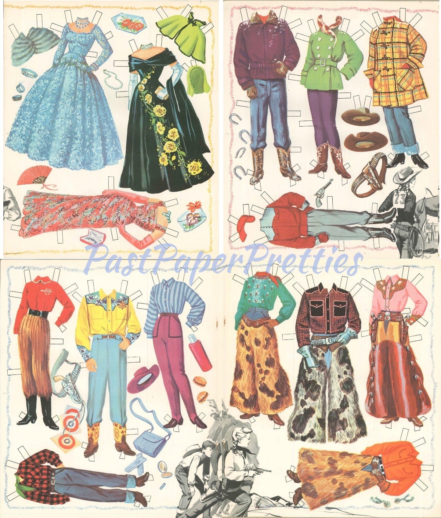 Vintage Paper Dolls Annie Oakley c. 1955 Printable PDF Instant Digital Download Gail Davis Cowgirl Tagg Lofty Western Dolls TV Show