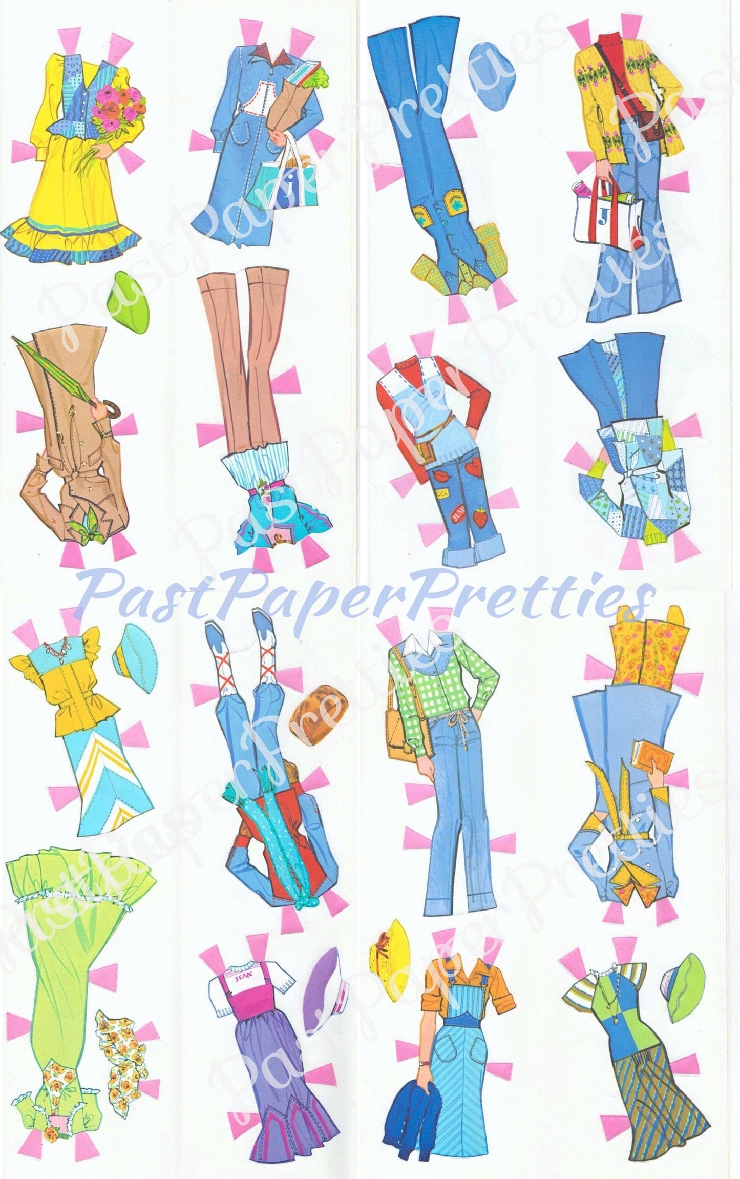 Vintage Paper Dolls Jean Jeans Retro Fashion Doll 1979 Printable PDF Instant Digital Download Cute Childhood Toy Doll Clip Art