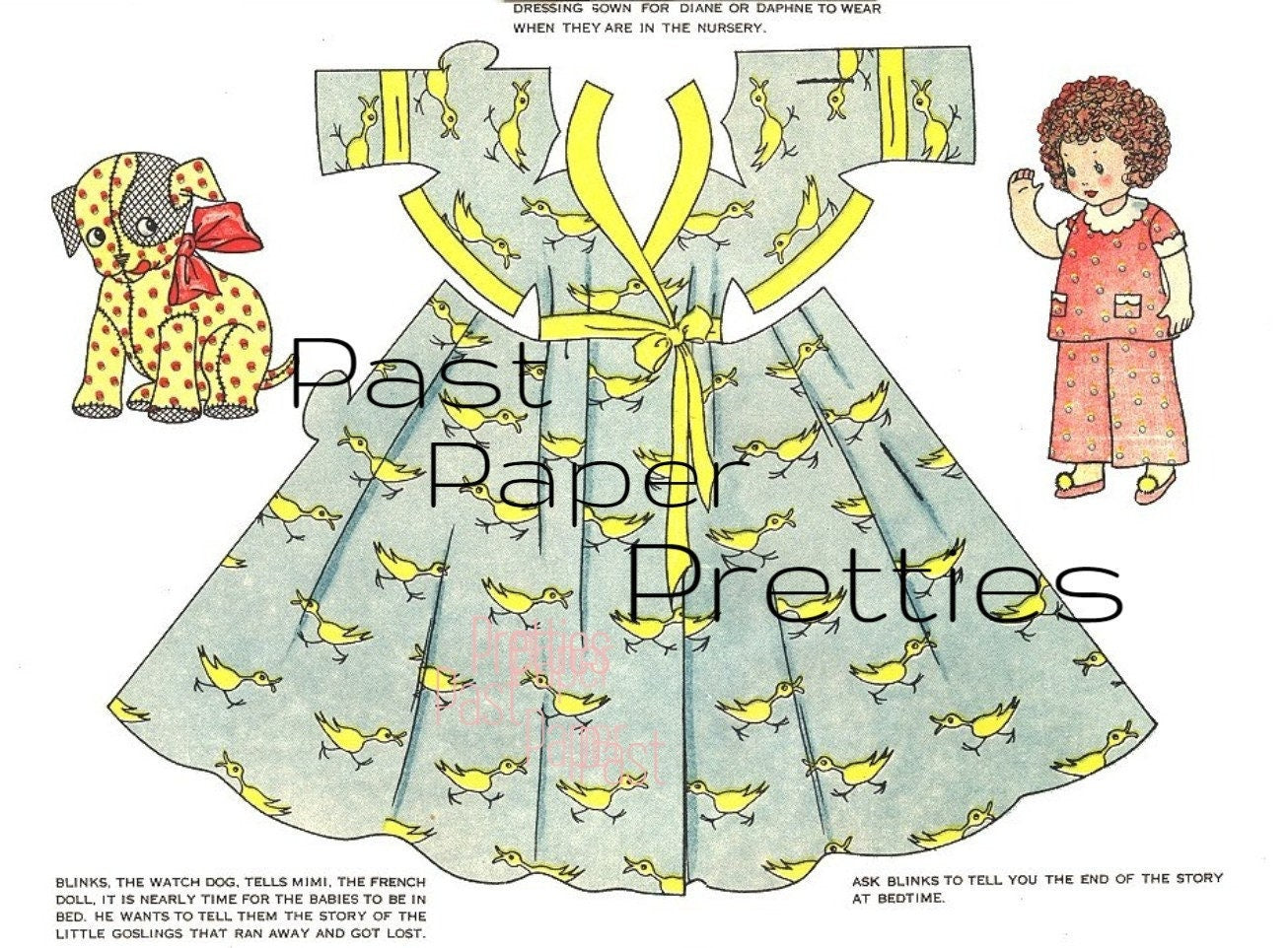 Vintage Antique Paper Dolls Wood Dolls with Round About Dresses 1930 Printable PDF Instant Digital Download Cute Little Girls Clipart