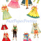 Vintage Paper Dolls Circus Queens c. 1957 Printable PDF Instant Digital Download 4 Pretty Circus Lady Performers Costumes Big Top Clip Art