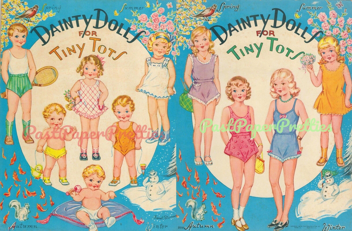 Vintage Paper Dolls Dainty Dolls For Tiny Tots c. 1946 Printable PDF Instant Digital Download Adorable Kitsch Cute Children Babies Clip Art